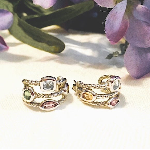 SOLD Sterling Topaz Amethyst Peridot Citrine Ear - Picture 11 of 14